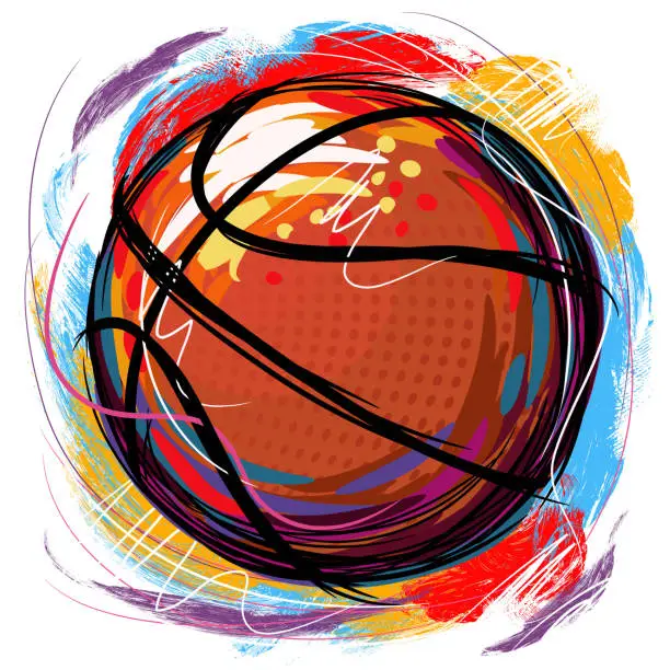 Vector illustration of Basket ball Drawing