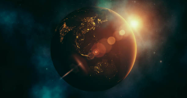 istock Sunrise over Planet from space with galaxy star 1140301533
