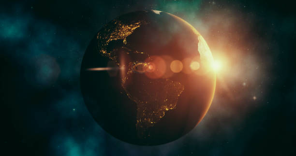 istock Sunrise over Planet from space with galaxy star 1140301545