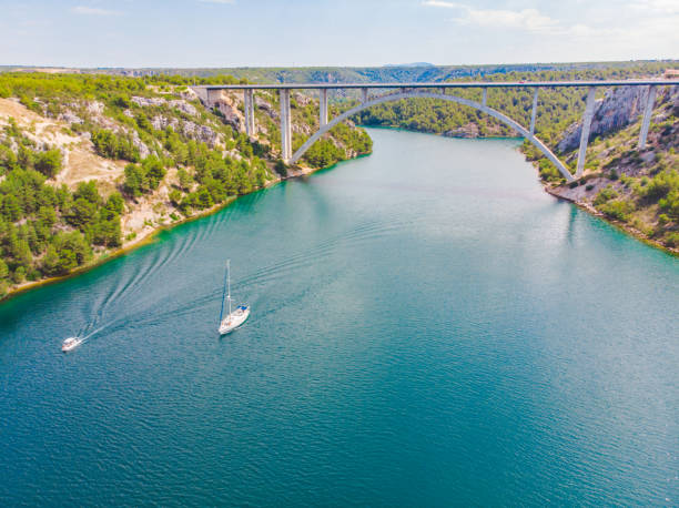 istock highway bridge cross river with blue water. summer time 1140303167