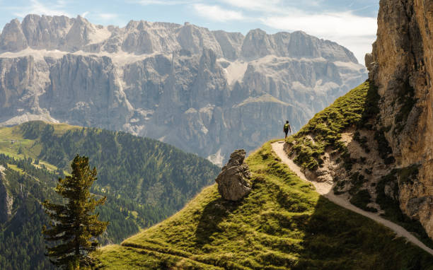 istock scenic view from high mountain hiking trail path 1140306115