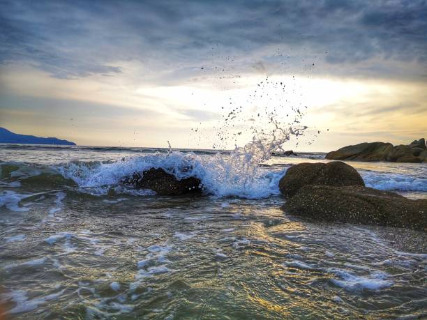 istock Beautiful sunset with reflection of sunset view. 1140306187