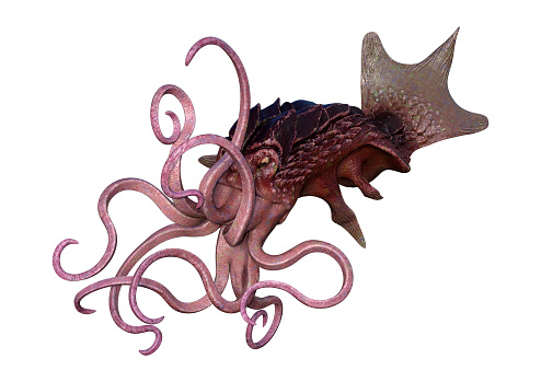 3D rendering of an octopus  isolated on white background