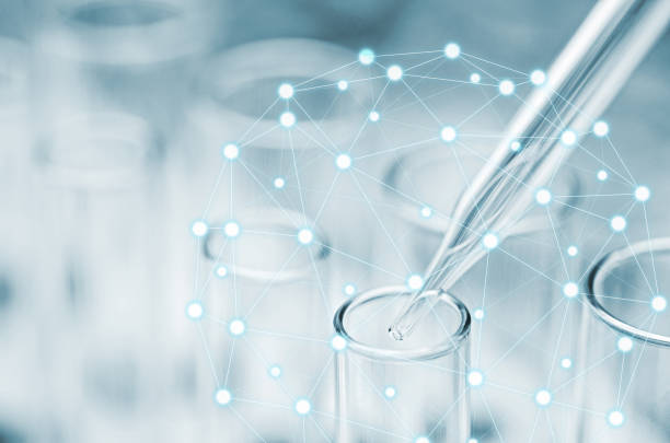 istock Digital Composite Image Of Liquid Dripping From Pipette Into Test Tube With Molecular Structure 1140313692