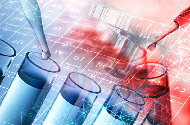 istock Digital Composite Image Of Liquid Dripping From Pipette Into Test Tube With Molecular Structure 1140313713