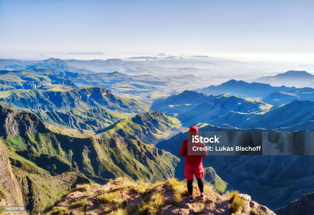 Overlooking the Amphitheatre in South Africa Overlooking the Amphitheatre in South Africa taken in 2015 Drakensberg Mountain Range Stock Photo