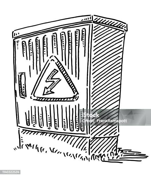 Electrical Connection Box High Voltage Sign Drawing Stock Illustration - Download Image Now