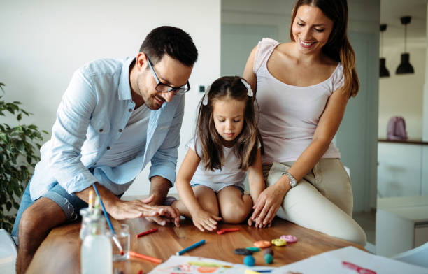 istock Happy family having fun time at home 1140322939
