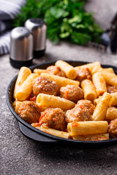 istock Pasta with meatballs in tomato sauce. 1140324394