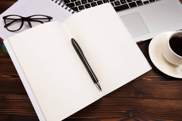 istock Office desk table with supplies. Flat lay Business workplace and objects. Top view. Copy space for text - Image 1140325642