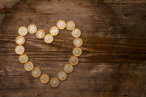 Texture from gold and silver Polish coins