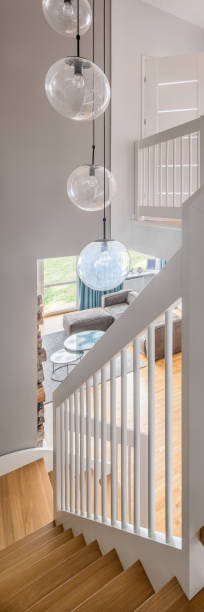 istock Home interior with wooden stairs 1140326939