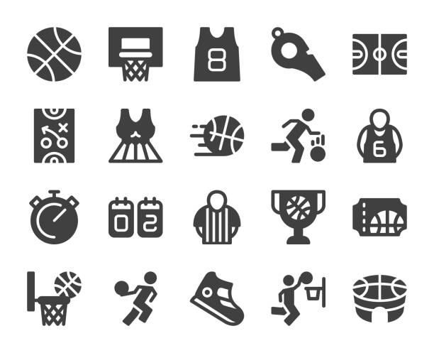 ilustrações de stock, clip art, desenhos animados e ícones de basketball - icons - basketball basketball player shoe sports clothing