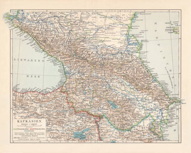 istock Topographic map of the Caucasus Region, lithograph, published in 1898 1140329899