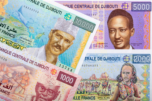 джибутийский франк, фон - djibouti стоковые фото и изображения