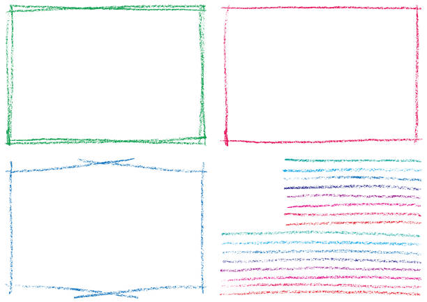 크레용으로 쓴 프레임 - 크레파스 stock illustrations