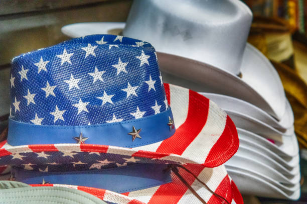 istock Colorful american star and stripes hats 1140332817