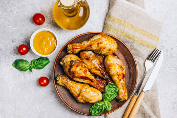 istock Roasted chicken legs cooked with sauce from mustard and olive oil 1140333501
