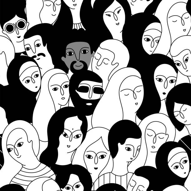 Black And White People Together Background Illustrations, Royalty-Free ...