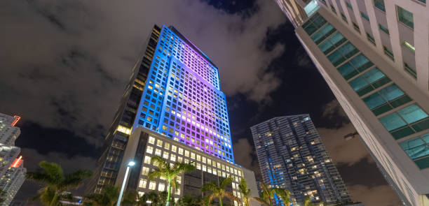 istock Skyscrapers lights at night, Downtown Miami 1140336094