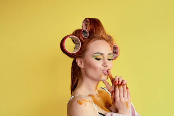 istock Young redhead woman with shugaring paste on her hands, face, body and chest. 1140336499