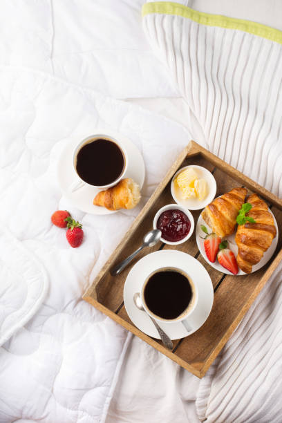 istock Morning breakfast in bed with coffee 1140337617