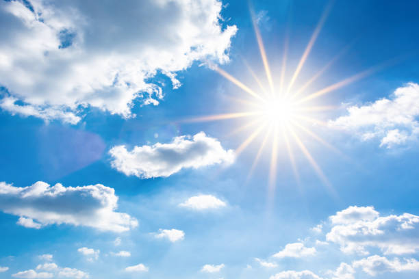 istock Summer background, wonderful blue sky with bright sun 1140341954