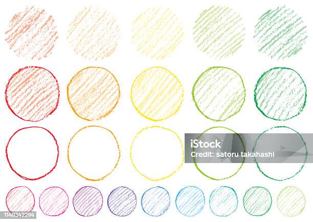 Circle Written With Crayons Stock Illustration - Download Image Now - Crayon, Circle, Drawing - Activity