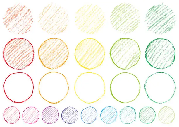 Vector illustration of Circle written with crayons