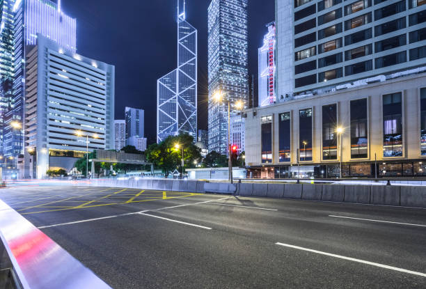 istock night traffic of Hong Kong central 1140346775