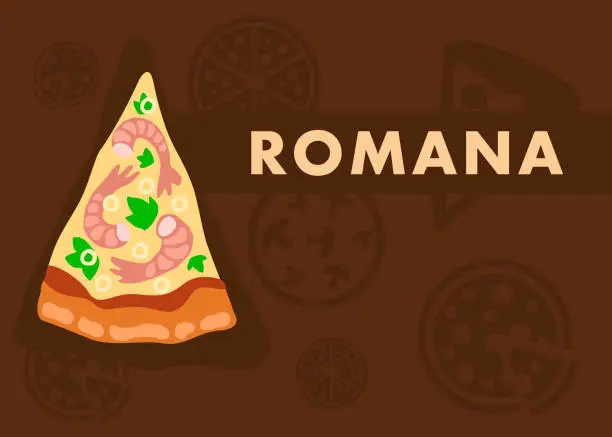 Vector illustration of Romana Pizza Web Banner Flat Cartoon Template