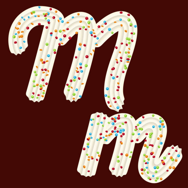 istock Tempting tipography. Font design. 3D letter M of the whipped cream and candy 1140347200