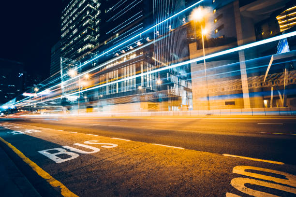istock long exposure car trails in central district at night,Hong Kong 1140347209