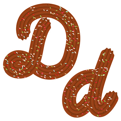 Tipografi Menggoda Desain Font Huruf D 3d Dari Krim Cokelat Dan Permen