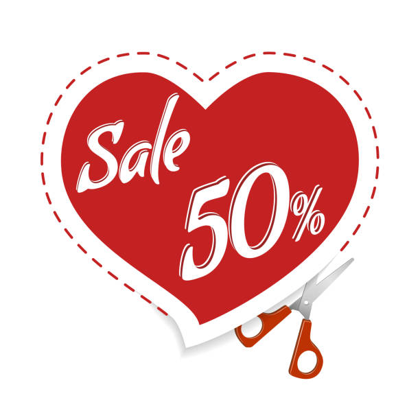 ilustrações, clipart, desenhos animados e ícones de corte o cupid para descontos - coupon scissors sale frame