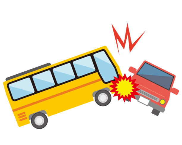 illustrations, cliparts, dessins animés et icônes de accident de voiture avec une illustration de vecteur d’icône de bus - car alarm