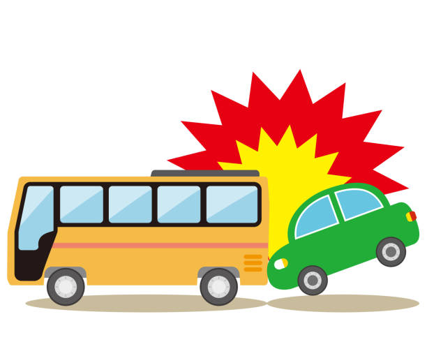 illustrations, cliparts, dessins animés et icônes de accident de voiture avec une illustration de vecteur d’icône de bus - car alarm