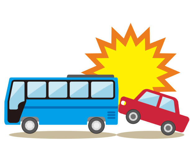 illustrations, cliparts, dessins animés et icônes de accident de voiture avec une illustration de vecteur d’icône de bus - car alarm