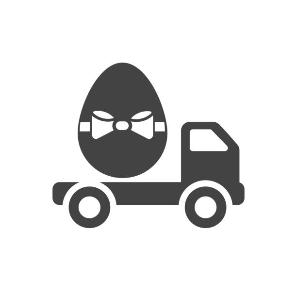 부활절 날에 대 한 장식 된 부활절 달걀 벡터 일러스트 레이 션 평면 디자인. 운송, 물류, 트랜스 퍼 서비스에 대 한 배달 트럭 디자인 개념입니다. - tranfer stock illustrations
