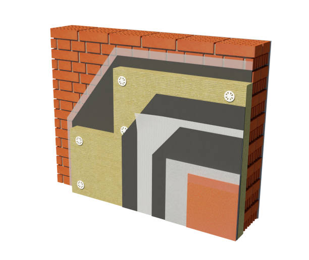 istock 3d render image of insulated house wall. 1140359701
