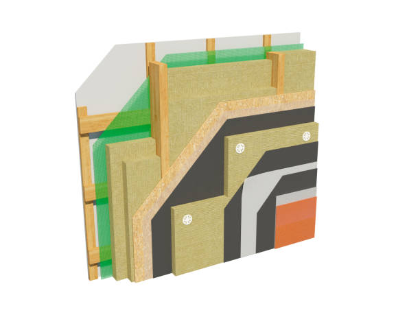 istock 3d render image of insulated frame house wall. 1140359861