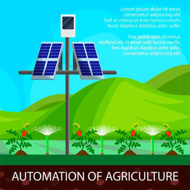 Vector illustration of Illustration Cartoon Automation of Agriculture.