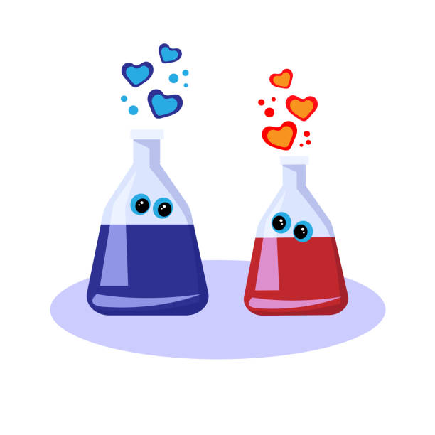 Vector Illustration Chemistry Love In Flasks Stock Illustration - Download  Image Now - Analyzing, Biochemistry, Biology - iStock