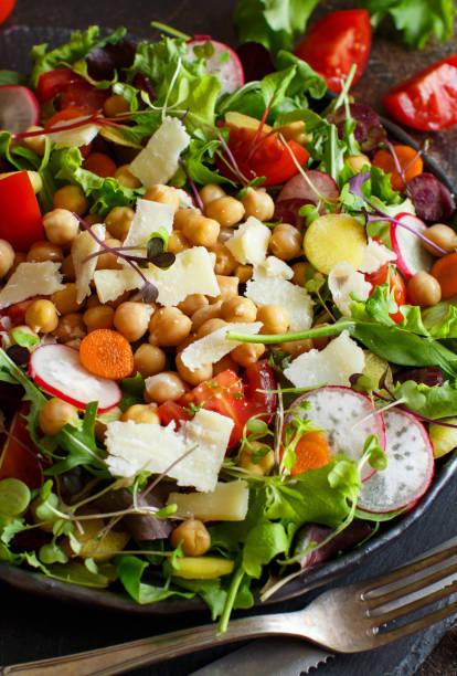 istock Chickpea salad with vegetables and microgreens 1140361940