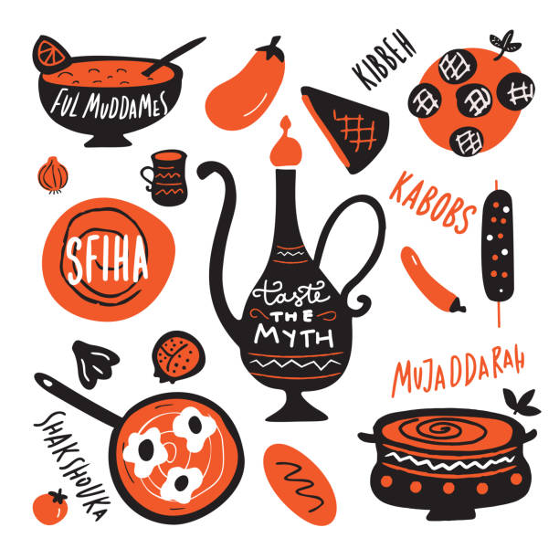 Middle Eastern Cuisine Taste The Myth Funny Hand Drawn Illustration And  Names Of Dishes Made In Vector Stock Illustration - Download Image Now -  iStock