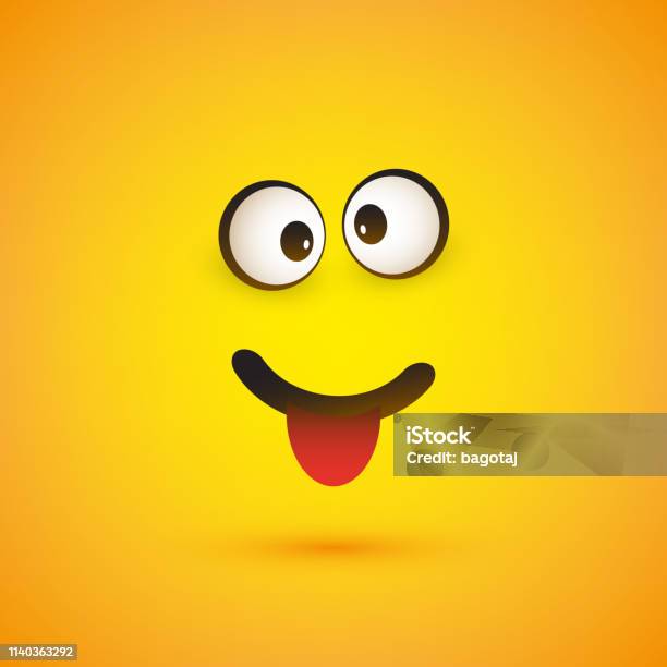 Smiling Squinting Idiotic Face With Stuck Out Tongue Stock Illustration - Download Image Now