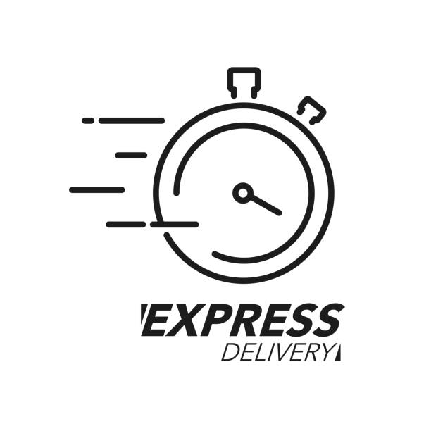 koncepcja ikony dostawy ekspresowej. ikona stopu zegarka dla usługi, zamówienia, szybkiej i światowej wysyłki. - freight transportation audio stock illustrations