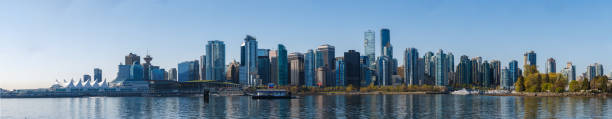 panorama del centro di vancouver e coal harbour - icky foto e immagini stock