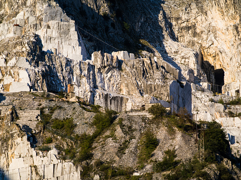 White Marble Quarries of Carrara in the Apuan Alps Italy