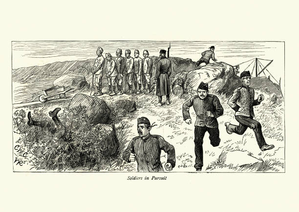 istock Soldiers chasing an escaped convict, Portland, Victorian, 19th Century 1140372696